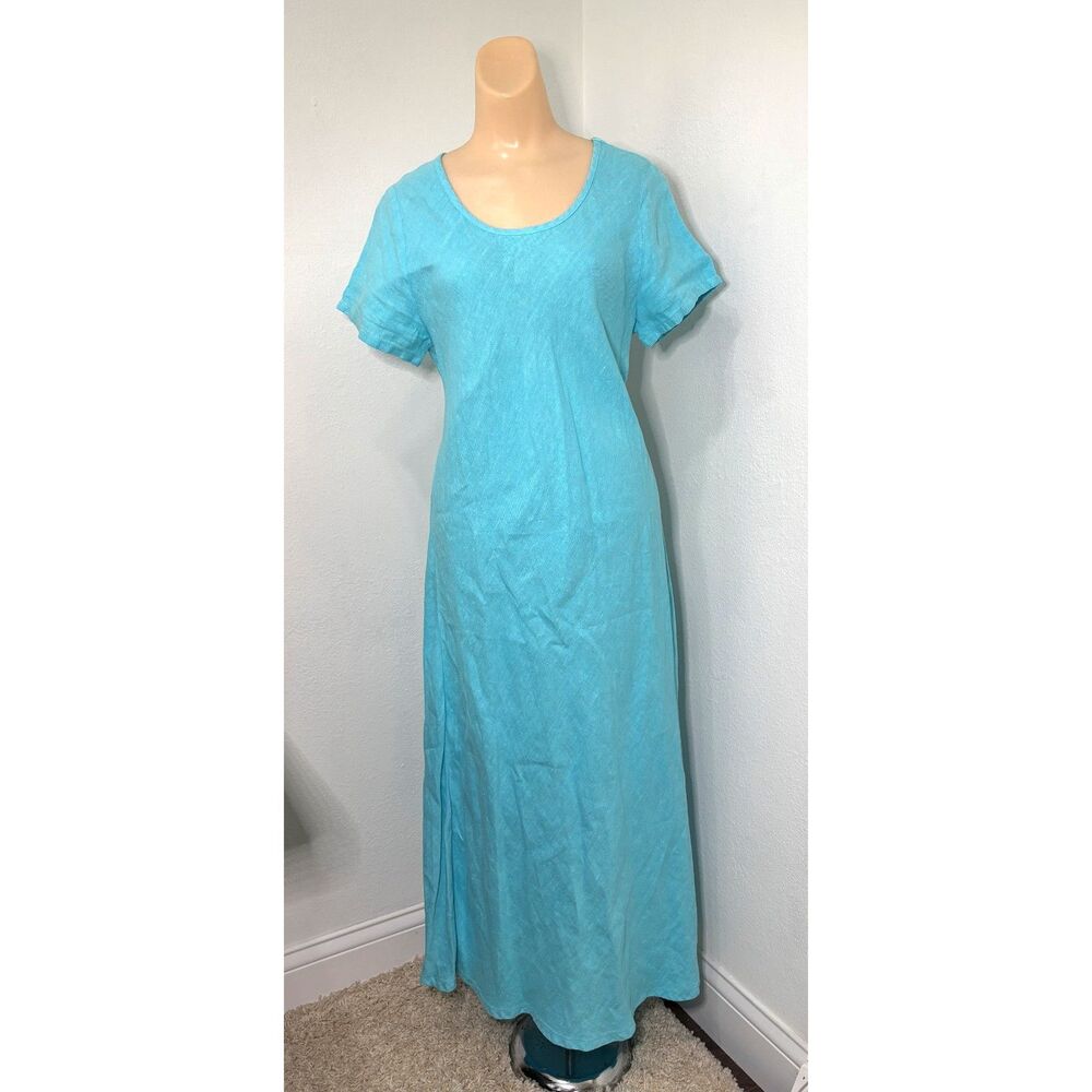 Focus Womens Linen Maxi Dress Small Lagenlook Minimalist Capsule Casual Preppy